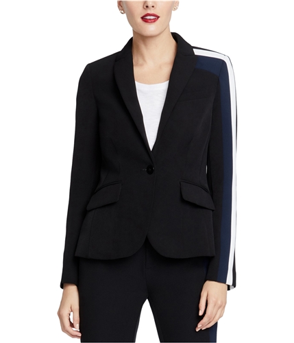 Rachel Roy Womens Striped Blazer Jacket black 0