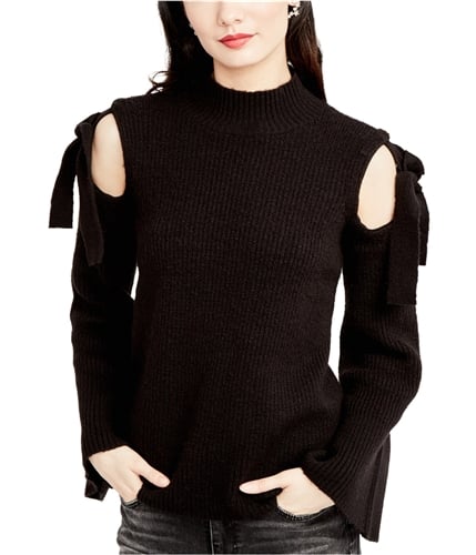 Rachel Roy Womens Cold Shoulder Knit Sweater black XS