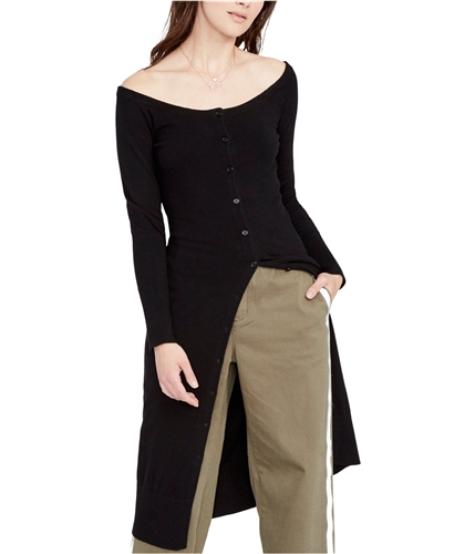 Rachel Roy Womens Off-The-Shoulder Duster Cardigan Sweater black XS