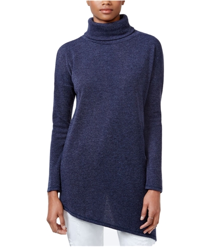 Rachel Roy Womens Asymmetrical Turtleneck Knit Sweater navy S