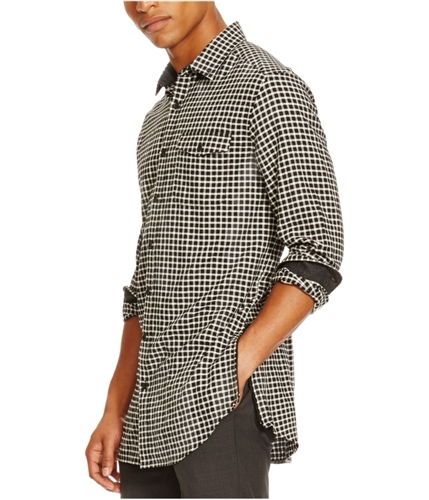 Kenneth Cole Mens Check Flannel Button Up Shirt blackcombo S