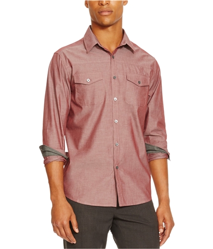 Kenneth Cole Mens Dual-Pocket Button Up Shirt malbec M