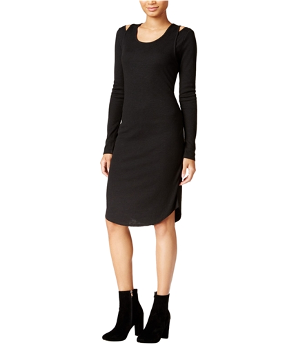 Rachel Roy Womens Ribbed Cutout Midi Dress black 2XL