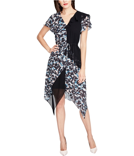 Rachel Roy Womens Mixed-Ruffle A-line Asymmetrical Dress blushcombo XS