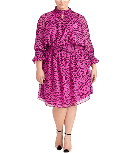 Rachel Roy Womens Lucky Leopard Midi Dress darkpink 1X