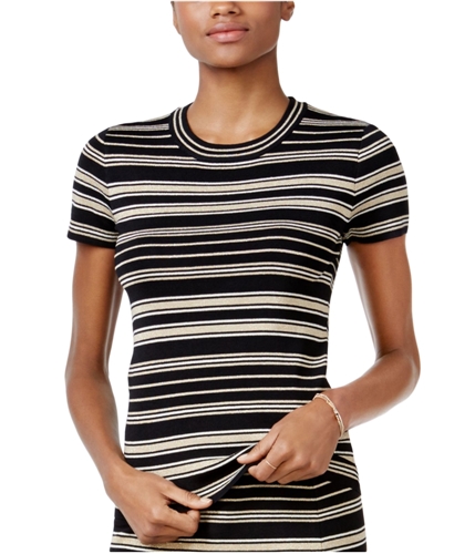 Rachel Roy Womens Striped Sweater Embellished T-Shirt blackmatallic M