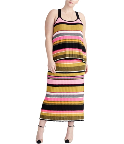 Rachel Roy Womens Striped Racerback Tank Top medyellow 1X
