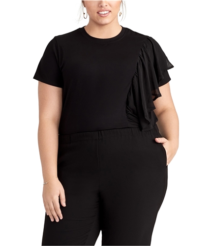 Rachel Roy Womens Natalia Embellished T-Shirt black 2X