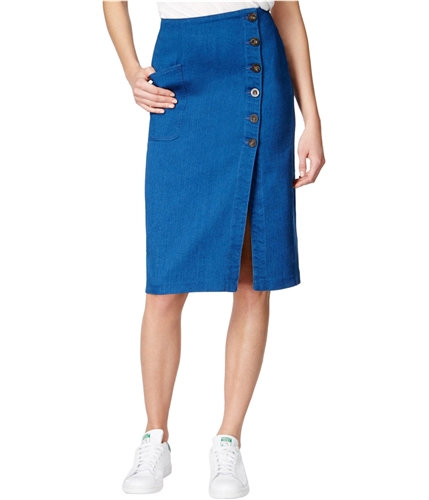 Rachel Roy Womens Button Side Pencil Skirt blue 4
