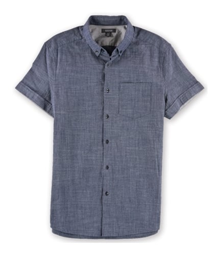 Kenneth Cole Mens Chambray Button Up Shirt indigocombo S
