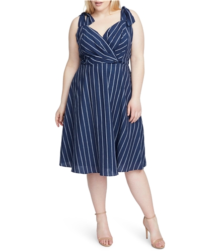 Rachel Roy Womens Kate Stripe Midi Dress brightblue 16W
