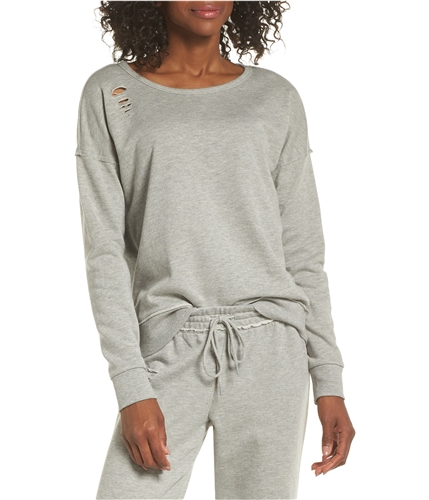 P.J. Salvage Womens Distressed Thermal Pajama Shirt heathergray M