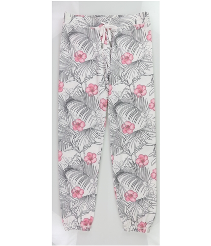 P.J. Salvage Womens Hibiscus Pajama Jogger Pants white S/30