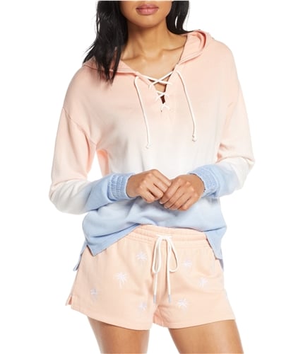P.J. Salvage Womens Lace Up Pajama Sweatshirt Top tangerine S