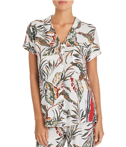 P.J. Salvage Womens Tahitian Tropic Button Down Pajama Shirt natural XS