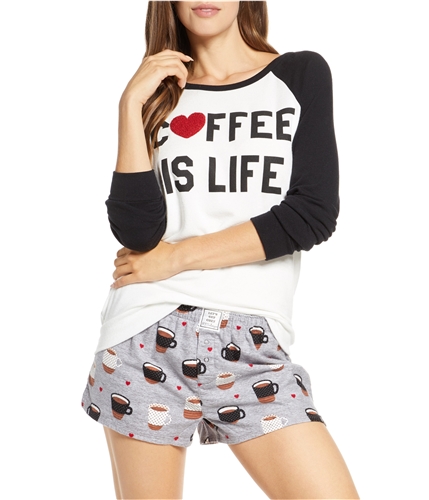 P.J. Salvage Womens Coffee Is Life Pajama Sleep T-shirt blkwhite S