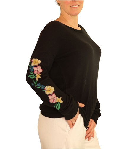 P.J. Salvage Womens Embroidered Flowers Pajama Sleep T-shirt black XS