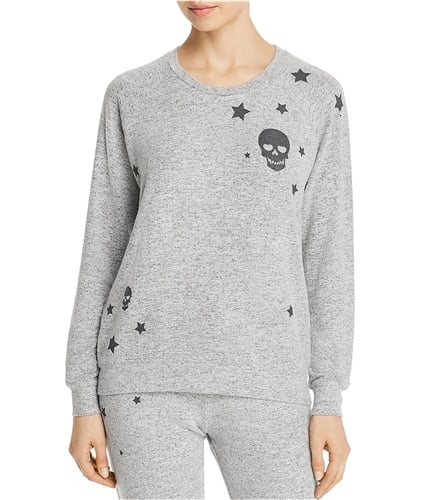 P.J. Salvage Womens Skulls and Stars Pajama Sweater heathergray S