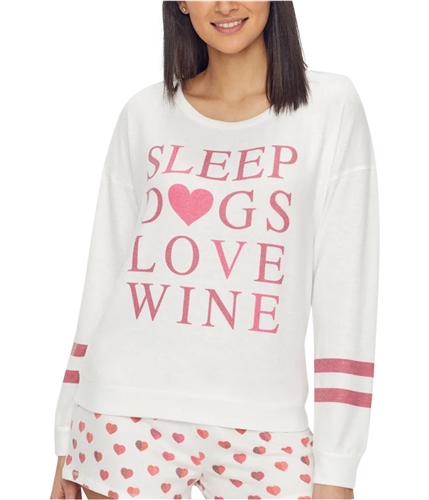 P.J. Salvage Womens Sleep,Dogs,Love,Wine Pajama Sweater ivory S