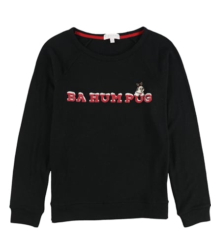 P.J. Salvage Womens BA HUM PUG Pajama Sweater black S