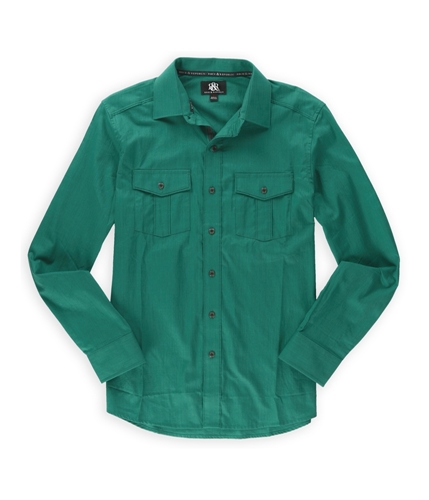 Rock & Republic Mens Solid Pocket Button Up Shirt alpinegrn S