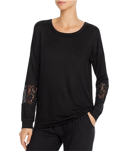 P.J. Salvage Womens Lace-Detail Pajama Sweater black S