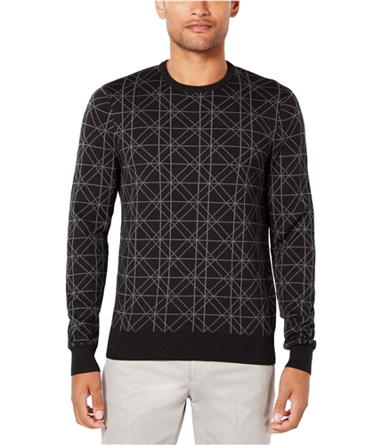 Ryan Seacrest Mens Geometric Pullover Sweater blacksolid S