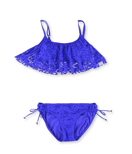Kenneth Cole Womens Lace Low Rise 2 Piece Bikini blueberry M