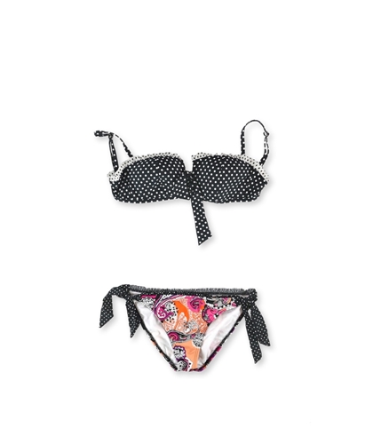 Kenneth Cole Womens Polka Dot Side Tie 2 Piece Bikini multblack M
