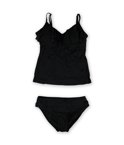 Kenneth Cole Womens Solid Brief 2 Piece Tankini blk S