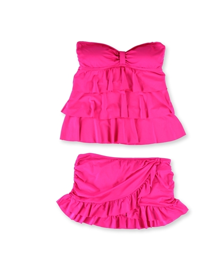 Kenneth Cole Womens Tiered Ruffle Skirt 2 Piece Bandeau pink M