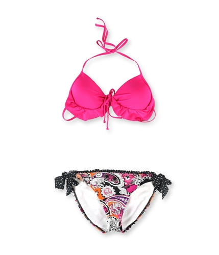 Kenneth Cole Womens Push Up Side Tie 2 Piece Bikini pink M