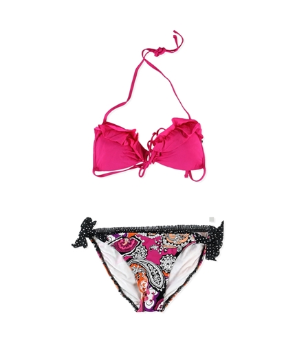 Kenneth Cole Womens Push-Up Side Tie 2 Piece Bikini pink S