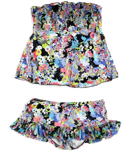 Kenneth Cole Womens Floral Ruffled Skirt 2 Piece Tankini mlt M