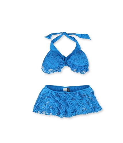 Kenneth Cole Womens Crochet Skirt 2 Piece Bikini azul S