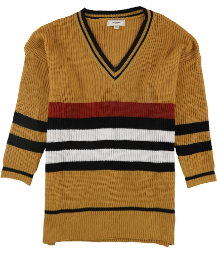 no comment Womens Slouchy Striped Pullover Sweater ambergold XL