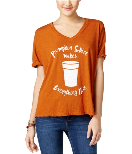Retro Brand Womens Pumpking Spice Graphic T-Shirt auburn XS