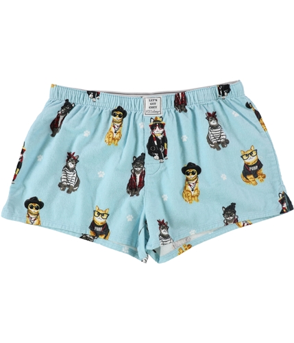 P.J. Salvage Womens Cats Pajama Shorts aqua S