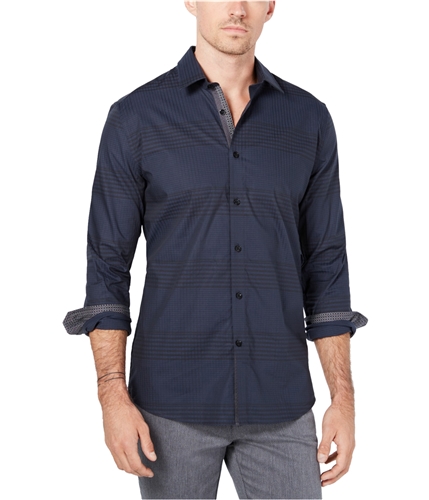 Ryan Seacrest Mens Woven Button Up Shirt navyplaid S