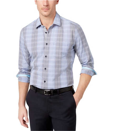 Ryan Seacrest Mens Blue Grid Button Up Shirt blueplaid L