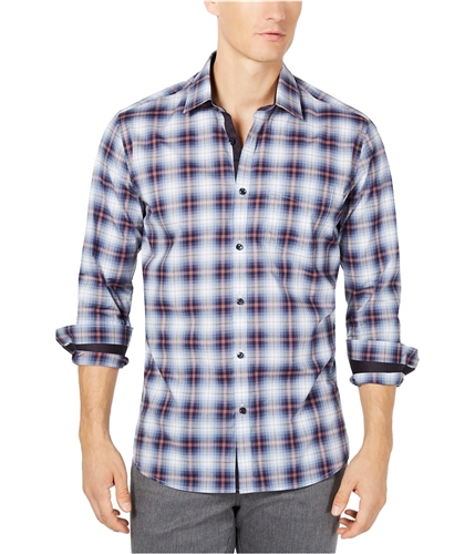 Ryan Seacrest Mens Plaid Button Up Shirt medblueplaid S