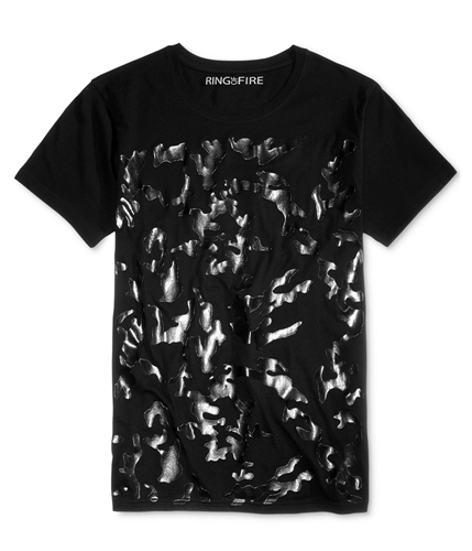 Ring Of Fire Mens Gel-Print Camo Graphic T-Shirt black S