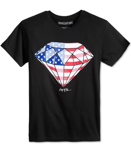Ring Of Fire Mens Diamond Flag Graphic T-Shirt black S