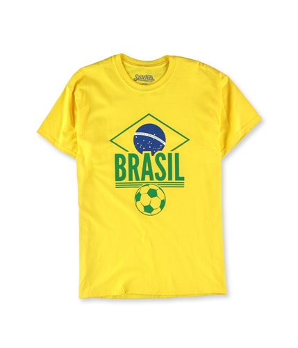 Stitches Athletic Gear Mens Brasil Soccer Graphic T-Shirt yellow S