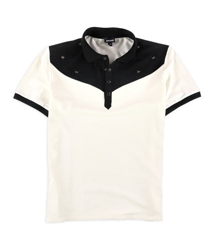 Just Cavalli Mens Colorblock Embellished Rugby Polo Shirt milk XL