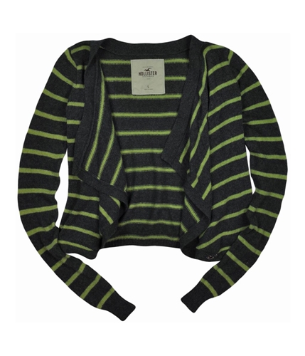 Hollister Womens Stripe Shawl Cardigan Sweater grayyellowgreen S