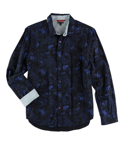 Sons of Intrigue Mens Paisley Floral Button Up Shirt indigo XL