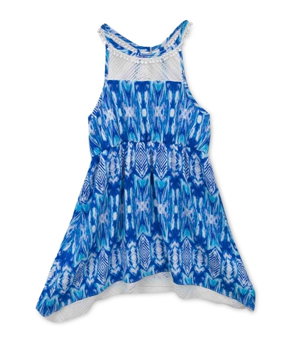 Rare Editions Girls IKAT Lace Tank Dress blue 6X