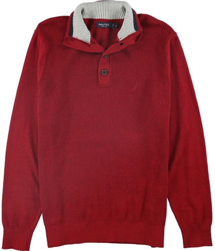 Nautica Mens Solid Knit Pullover Sweater red M