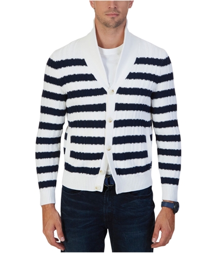 Nautica Mens Textured Cardigan Sweater sailwhite M